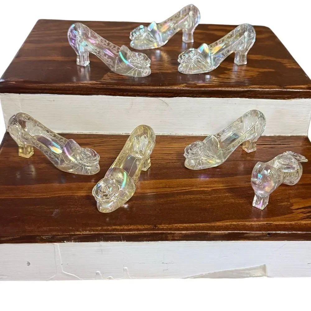 Amscan Set of 7 Clear Iridescent Women’s Heel Figurine Pump 3” x 1.5”